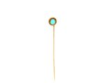épingle en forme de bâtonnet avec une pierre de turquoise, plaquée or
