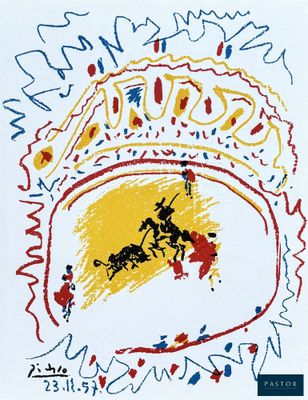 a drawing of a man riding a horse on top of a white sheet