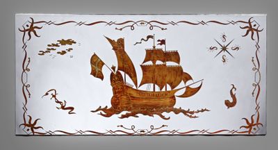 Robert PANSART (attribué à) Grand miroir rectangulaire à déc…