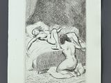 un dessin représentant deux nus allongés sur un lit