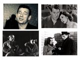 several black and white photos of a man and a woman and a man