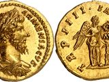 a gold coin with an image of a man and a woman on it