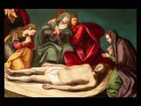 an image of a painting of jesus laying on the cross