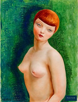 an image of a painting of a woman with red hair