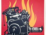 an image of a poster with a fire engine on it