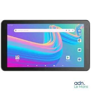 the tablet is shown with the screen open and the keyboard open