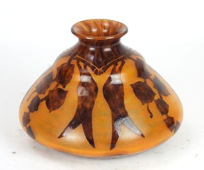 a vase that has a design on the inside of it