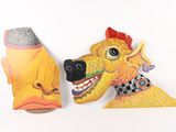 two paper sculptures of a dog and a cat