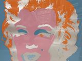 tableau représentant une femme aux cheveux orange et aux yeux bleus sur un fond bleu