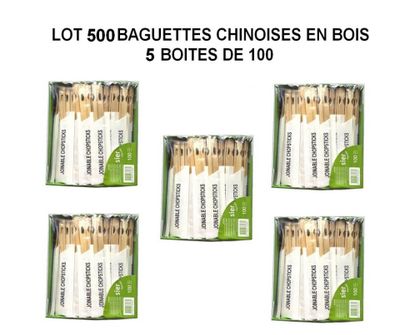 Lot de 500 baguettes chinoises en bois neuves (5 boites de 1…