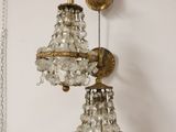 pair of antique brass and crystal wall sconces