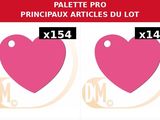 a pair of pink heart shaped tags on a white background