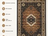 a close up of a rug on a white background with information about it