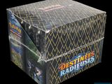 a close up of a box of pokemon trading cards on a black background