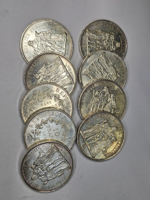 9 pièces argents 10 francs Hercule P : 225 gr