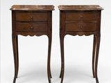 pair of french bedside tables with marble top