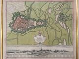 tableau représentant une carte d'une ville sur laquelle est perché un oiseau