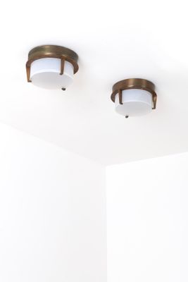 les deux lampes fixées au plafond de la salle de bains