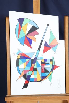 une image d'une image d'une peinture sur un chevalet