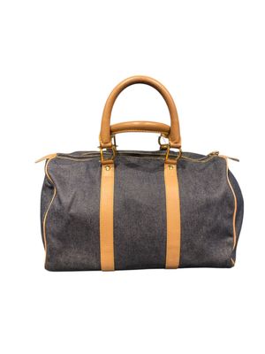 DIOR. - SAC à main modèle "Boston" en toile Navy Denim et cu…