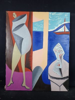 une image représentant un tableau où l'on voit une femme debout à côté d'un homme