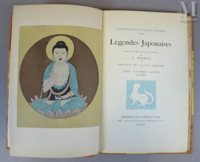 an open book with a picture of a buddha on it