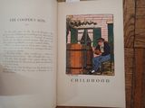 an open book with a picture of a man sitting on a bench