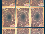 six squares of gold colored glass with a black background