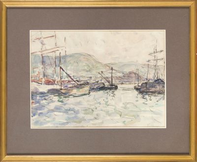 Henri MARRET (1878-1964) Vue du port de Fécamp