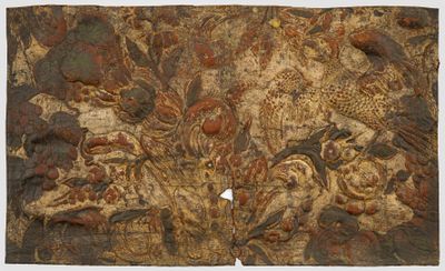 Barocke Ledertapete Geprägtes Leder. Doré, très coloré. Le d…