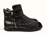 black leather boot with zippers and a zipper on the side