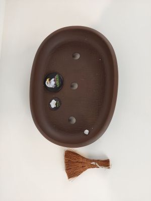 VERAN COLLECTION - Pot à bonsai ovale marron mat - Avec bros…