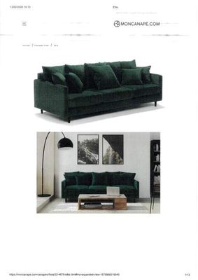 Canapé ELLIE Fixe 3 places. 187 x 98 x 85 cm, revêtement en …