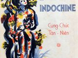 la couverture d'un vieux livre représentant une femme en robe colorée