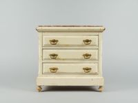 Commode miniature en bois naturel laqué blanc ouvrant par 3 …