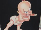 une photo d'un tableau représentant un bébé et une photo d'une femme