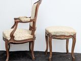 pair of antique chairs with upholstered upholstered cushions