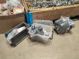 boxes of assorted items are sitting on the floor in a store