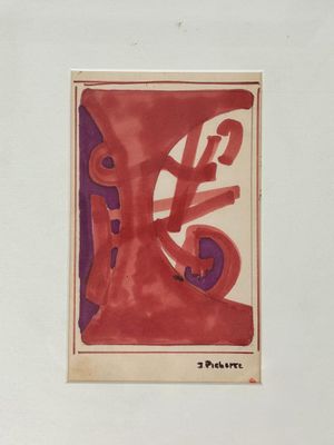 an image of a red and purple painting on a white wall