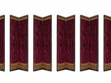 un ensemble de quatre rideaux rouges et dorés, avec des bordures dorées