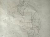 drawing of a woman with a hat and gloves holding a tennis racquet