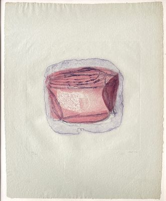un dessin représentant une feuille de papier sur laquelle figure un sac rose