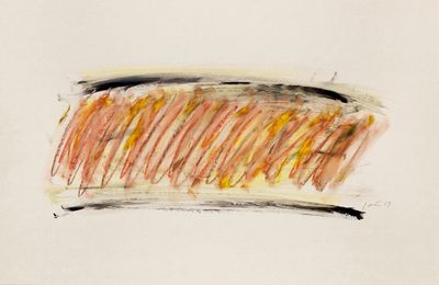 drawing of a piece of bread with orange and yellow stripes