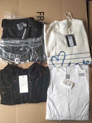 a box of clothing that is sitting on top of a table