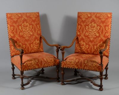 pair of early 20th century carved mahogany armchairs