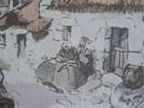 a picture of a drawing of a village in the middle of the day