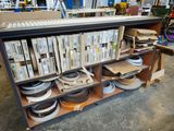 a shelf with many different types of tapes on it