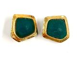 paire de boucles d'oreilles en or et turquoise