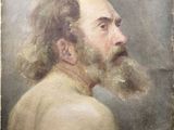 a painting of a man with long hair and a beard