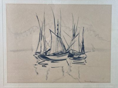 three boats that are sitting in the water